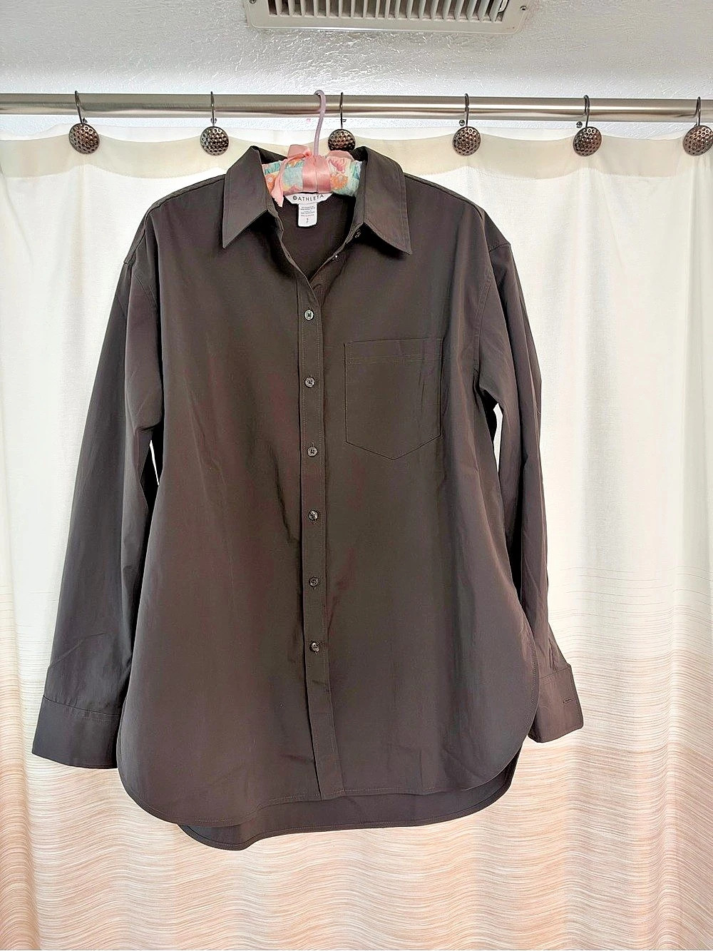 Athleta Midday Oversized Poplin Shirt in Dark Brown Size Small
